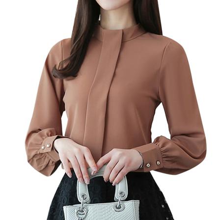 Chiffongtopp För Tjejer Enfärgad Långärmad Blus För Kvinnor