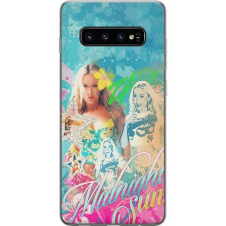 Kompatibel Mobilcover til Samsung Galaxy S10 Eventyrverden med Steve, Creeper og dyr i farverig blokgrafik