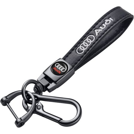 UNIMAT Ægte Læder Bilnøglering Kompatibel med Audi A3 RS3 A4 A5 A6 A7 RS7 A8 Q3 Q5 Q7 R8 Nøglering Tilbehør Nøglekæde Familiegaven