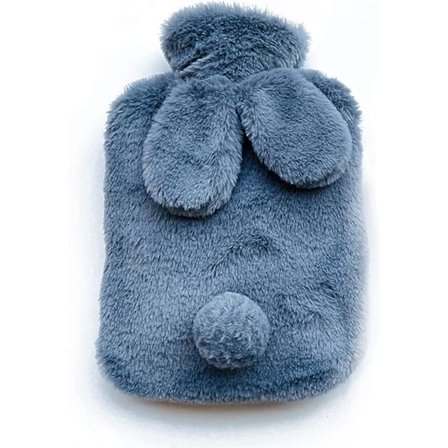 Myk varmtvannsflaske i plysj, varmtvannsflaske med fleece-trekk, varmtvannsflaske for smertefull menstruasjon