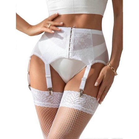 Damstrumpeband Stora Storlekar Spetsstrumpeband och 6 Metallklämmor Justerbara Underkläder Strumpeband Hängslen Underkläder Midjestrumpeband Set