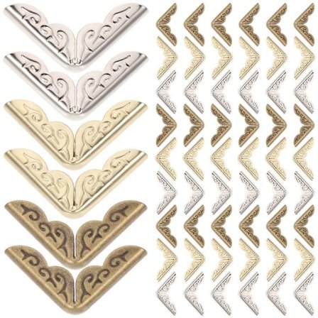 60 stk. bokbeskyttere i legering, metall, antikollisjonsbeskyttelse, dekorhjørner for bøker