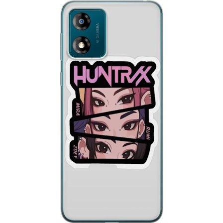 Yhteensopiva Puhelinkuori Motorola Moto E13 K-pop-inspiroitunut futuristinen tyttöryhmä neonvaloissa ja kosminen sci-fi-kohtaus