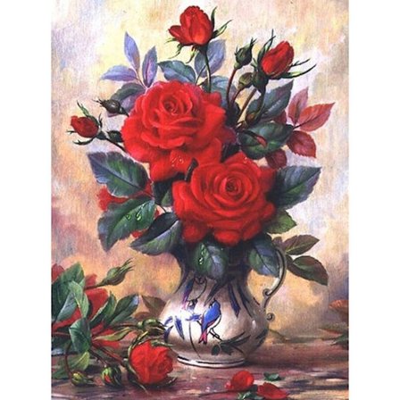5D Full Diamond Drawing Cross Stitch DIY Dekoration Blommor 30x40