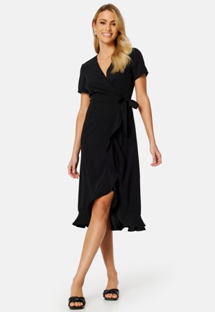 BUBBLEROOM Flounce Midi Wrap Dress Klær