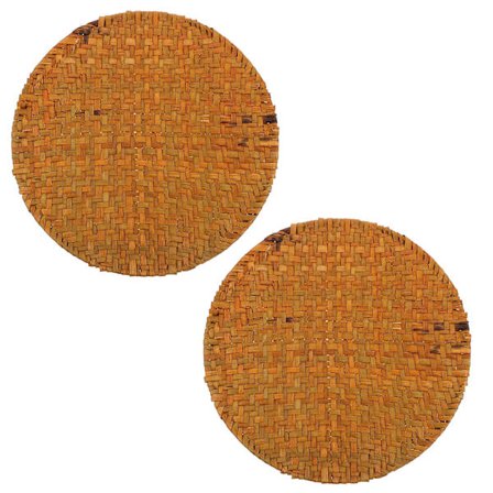 2 stk Hjemmevevde Plasseringsbrikker Dekorative Bordbrikker Spisebordbrikker(22X22X0.4CM,Oransje)