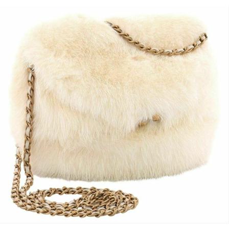 Chanel Vintage Pre-owned Fur Winter Kisslock Very Rare Tas , Wit , Dames , Maat: ONE Size Vintage Tassen