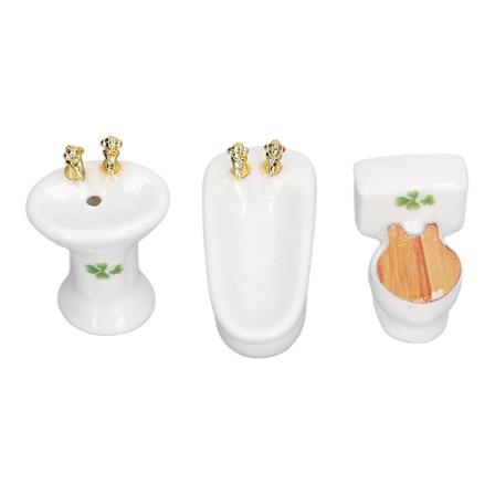 3 kpl:n nukkekodin miniatyyrikylpyhuonesarja, keraaminen simuloitu kylpyamme, wc, pesuallas 1/24 nukkekodin kylpyhuonekalusteet, ruohomallit