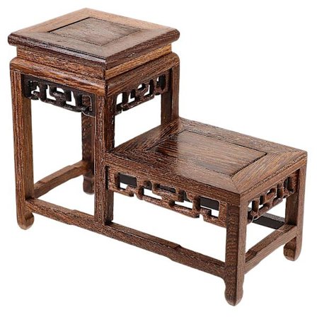 Träbas retro liten vas display stativ vas stativ staty display bas riser (19X14.5CM, brun)