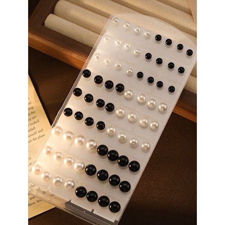 36 par svarte og hvite perleøredobber, enkle og allsidige-H4386-11_qcx