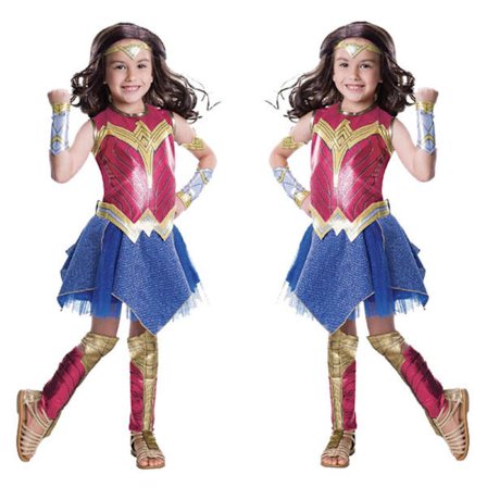 Barnflickor Wonder Woman Cosplay-dräkt Fancy Dress Up Outfit Set L STORLEK