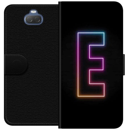 Yhteensopiva Lompakkokotelo Sony Sony Xperia 10 Minimalistinen neonkirjain E kirkkaissa väreissä tummaa taustaa vasten modernissa ja tyylikkäässä