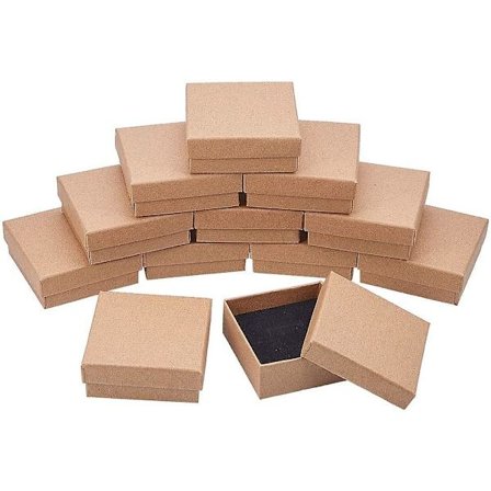 16 stk. 772,6 cm firkantede Burlywood papirsmykkeæsker til Lmell smykker