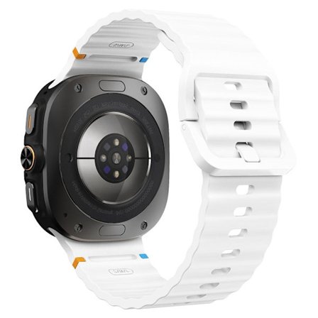 Samsung Galaxy Watch Ultra 47mm Silikone Urrem Wave Stitching Armbånd - Hvid