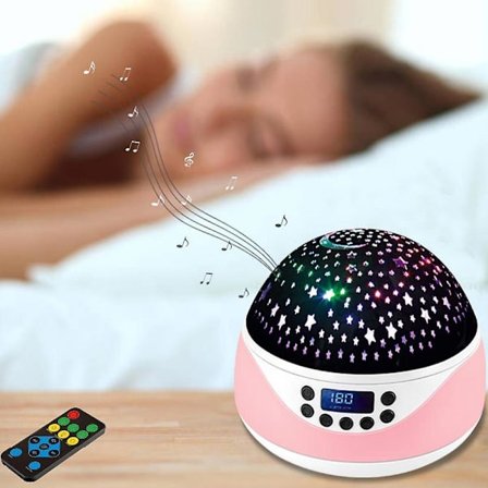 Starry Sky Projector Led Rotating Moon Room Decor Night Light Bedside Lamp With Music