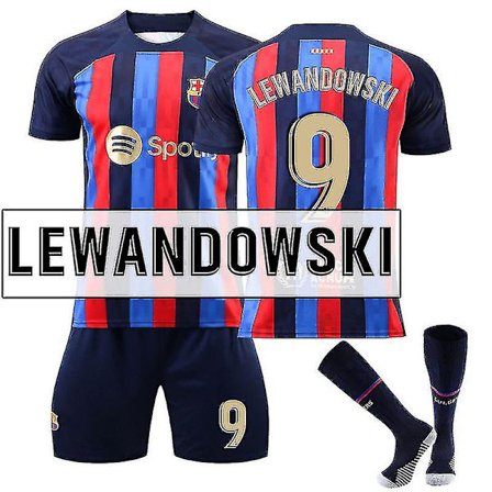 Lewandowski #9 trøye 2022-2023 Ny sesong fotball T-skjorter Sett for barn og ungdom W