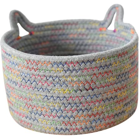 Förvaringskorg i bomullsrep Bordsbricka Bomullsrep Filt Korg Hylla Förvaringsställ Vävd filt Korg Leksaksförvaring Hylla Flätad förvaringskorg