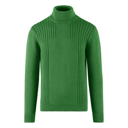 BomBoogie, Ribbed Pattern Cotton Turtleneck Zielony, Mężczyzna, Rozmiar: S