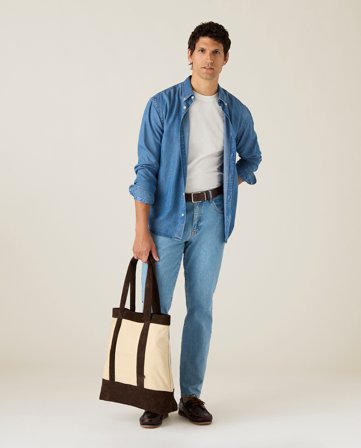 Lexington Contrast suede canvas shopper, offwhite/brown