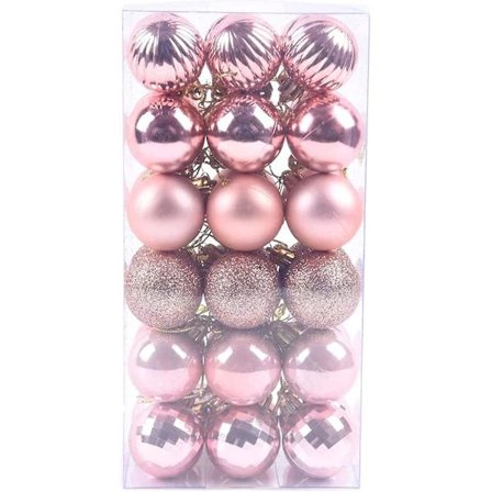 36 rosa julekuledekorasjoner, knusesikker juletrepynt, bryllup, Halloween-festdekorasjon, juletre de