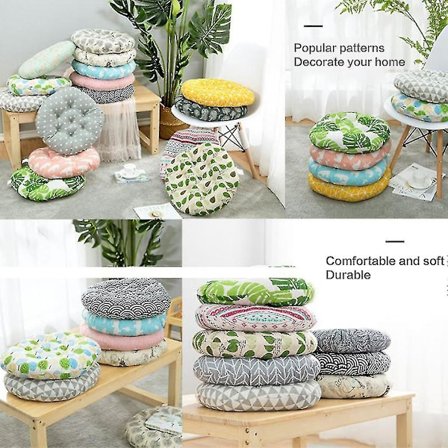 16 tommer boheme rund bistro sædehynde geometrisk stribet blade print tyk stol pude tatami gulvpude boligindretning