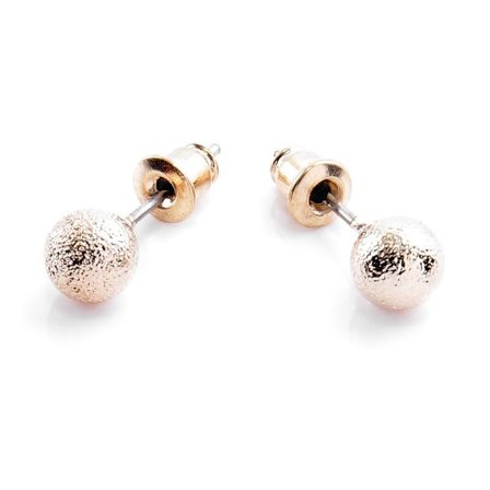 Rosé Guld Stud Örhängen - Klassiska Frostade Kulor / Pärlor