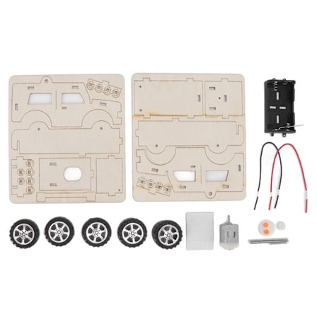 Elektriske modellbygge biler DIY konstruksjonsbiler leker tre mekaniske modellbiler sett DIY STEM leker