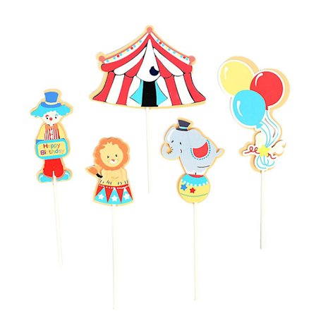 5 stk. Baby Decor Klovn Kagepynt Cirkus Kagepynt Cirkus Kage