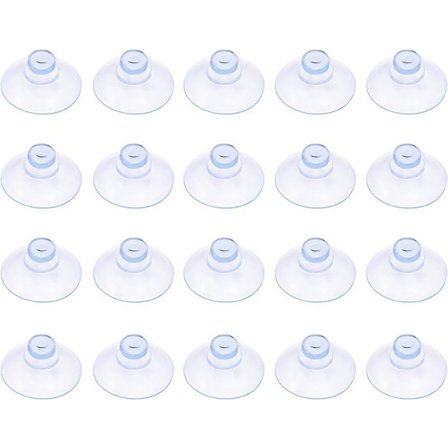 20-pack små transparenta plastsughållare, utan krok, 20 mm