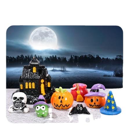 Pienoishuonekalut Lelunuket Talo Tee tee-se-itse sisustustarvikkeet Mini Halloween Pumpkin Lamp Ghost A set of 8 pieces