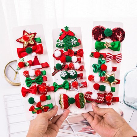 3 sett med 30 nye julehårklipp, håndlagde julehårklipp