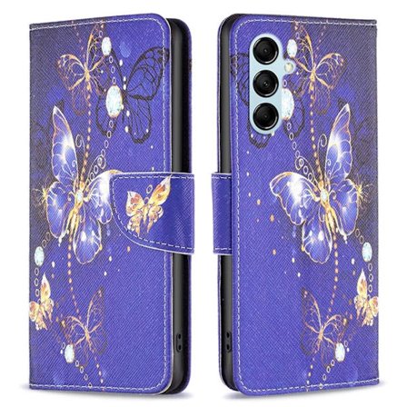 Wonderland Samsung Galaxy M14 Flip Etui - Lilla Sommerfugle