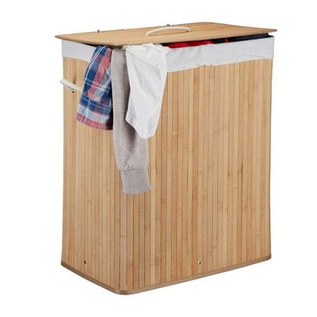 Tvättkorg i bambu med 2 fack