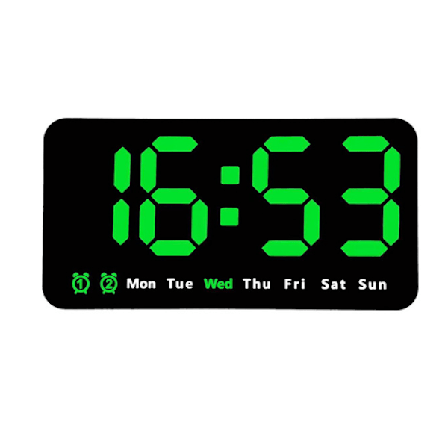 Digitalt vægur, LED digitalt ur, 12/24 timer, store tal, lydløst, grønt