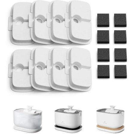 Kattevandfontænefilter, 8-pak erstatningsfiltre til Dockstream kattevandfontæne PLWF005, PLWF115, PLWF105, filter med vertikal filtrering fo