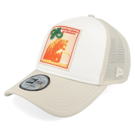 New Era - Wit trucker Cap - California Patch White/Stone A-Frame Trucker @ Hatstore