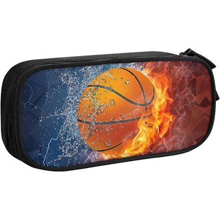 Basketball penalhus til sportsdrenge og -piger, cool sort penalhus med lynlåse med stor kapacitet, sportspenalhus, stationær arrangør, multifunktion