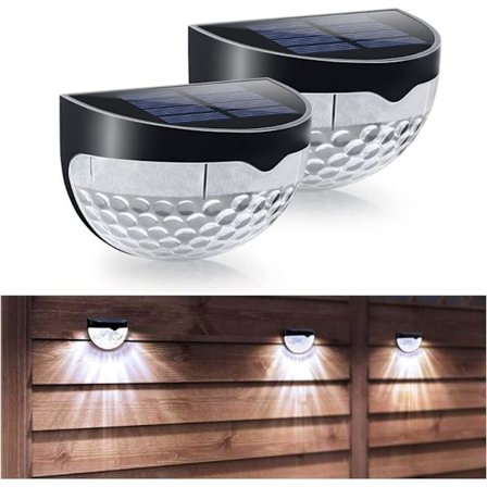 2 stk. solcelletrinnlys, utendørs vanntett veggmontert solcellede