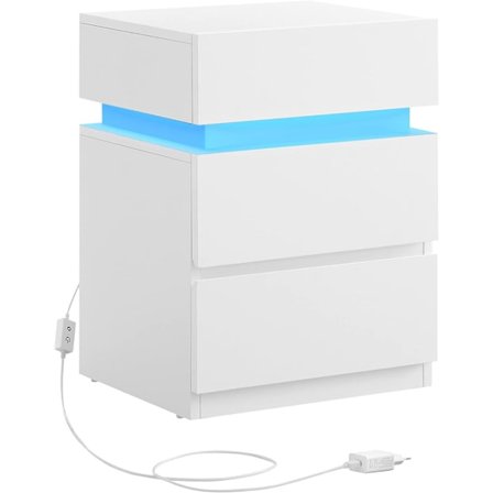 Sängbord med RGB-Belysning 35x40x55cm - Vit
