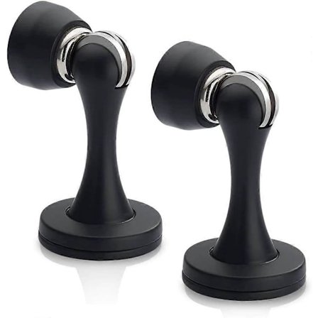 Oven pysäytin, magneettiset oven pysäyttimet, harjattu satiininikkeli, 2 kpl seinään lattiaan asennettava musta magneettinen oven pidike OQX