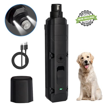 Støjsvag elektrisk klo-sliber til hunde, Sort