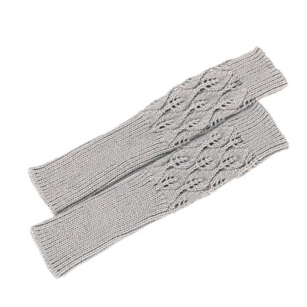 Kvinners strikkede Jacquard Leaf sykkel varme åpne finger halv finger Typi Hellgrau KLB