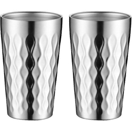 2 st Campingmuggar i rostfritt stål | Campingmuggset i rostfritt stål - 2 st dubbelväggiga muggar i rostfritt stål, dubbla lager, 300 ml, stapelbara