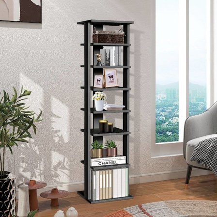 Puinen kenkäteline 8-tasoinen kenkäteline Kengänjärjestäjä pystysuora 27,5x26,5x110cm musta