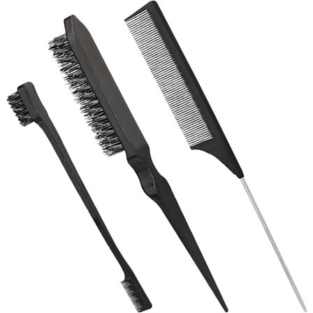 3-delad uppsättning frisyr målarhårborste med dubbelsidig borste för hårutjämning (svart)