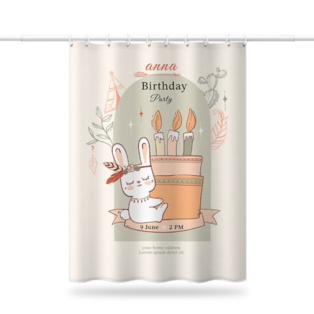 Duschdraperi med tecknad kanin, duschdraperi i polyestertyg 18
