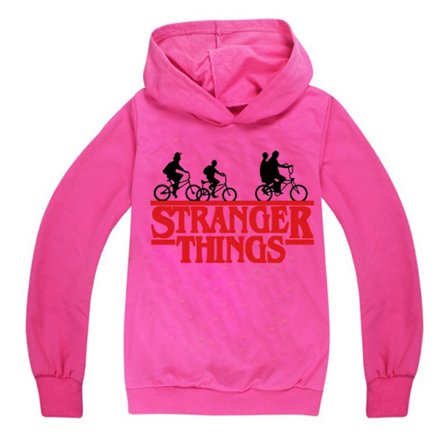 Stranger Things Kids Pojkar Print Hoodie Jumper Sweatshirt k Rose Red