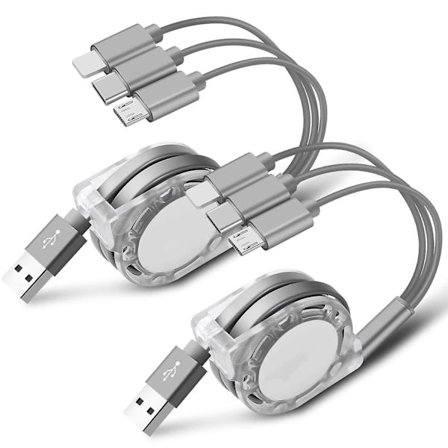 2pack Multi USB -laddarkabel Indragbar 3-i-1-laddare