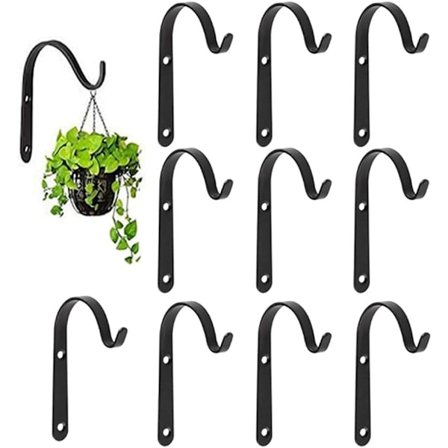 Sett med 10 Hengekurvbeslag Jern Vegg Hengekroker Buede Opp Plante Krok for Henge Fuglematere, Lanterner (2,8 * 1,6 tommer)