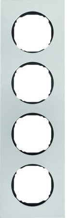 Hager 10142614 Täckram för dosa Berker R.8, rostfri 4-fack, Strömbrytare & vägguttag